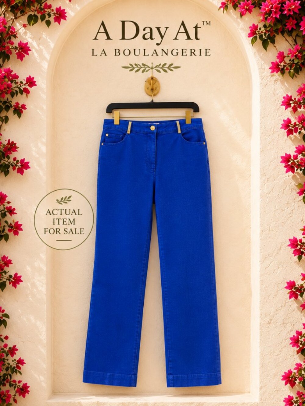 St John Royal Blue Nautical Straight Leg Pants Gold Hardware Estimated L 12-14